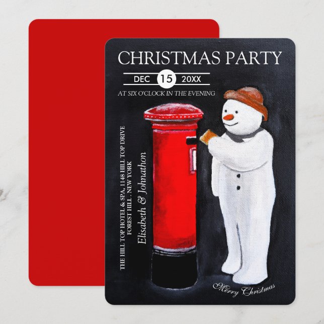 Invitation Snowman's Letter to Santa Christmas Party (Devant / Derrière)