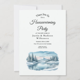 Invitation Snowy Mountain Winter Lake Fête du réchauffement d