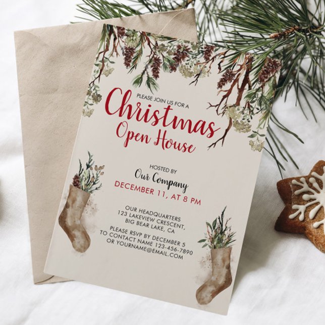 Invitation SNOWY PINES Company Christmas Open House (Join us for a festive holiday open house! Good cheer, great company, and holiday fun for all!)