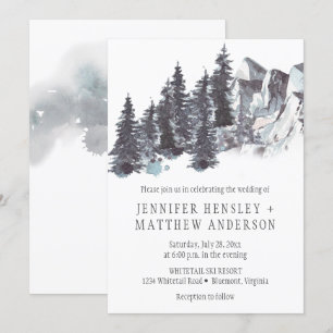 Invitation Snowy Winter Trees Montagnes Mariage de neige  