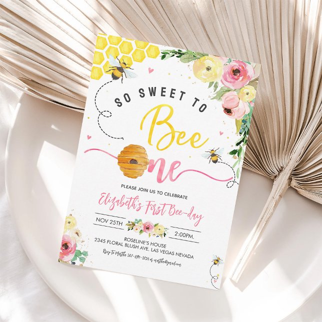 Invitation So Sweet To Bee One Party Bee Day 1er anniversaire (Créateur téléchargé)
