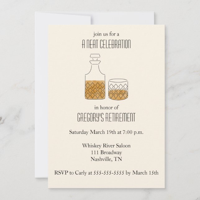 Invitation Soat fête Whiskey Retraite Party (Devant)