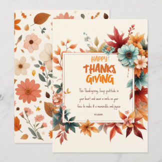 Invitation Sober Thanksgiving Cards with Fall Flowers