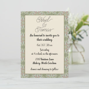 Invitation Sobre Style Ethnique Sage Vert Couleurs
