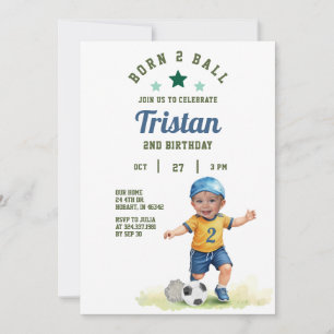 Invitation Soccer Born Two Ball 2e Anniversaire Photo Invitat