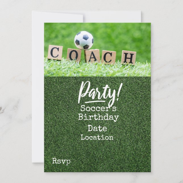 Invitation Soccer Enregistrer la date pour la partie COACH (Devant)