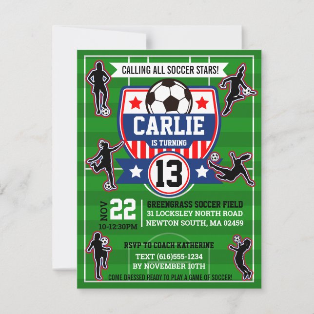 Invitation Soccer Girls Football Field Birthday Party Invitat (Devant)