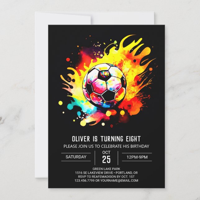 Invitation Soccer moderne Enfants en ligne Anniversaire (Devant)