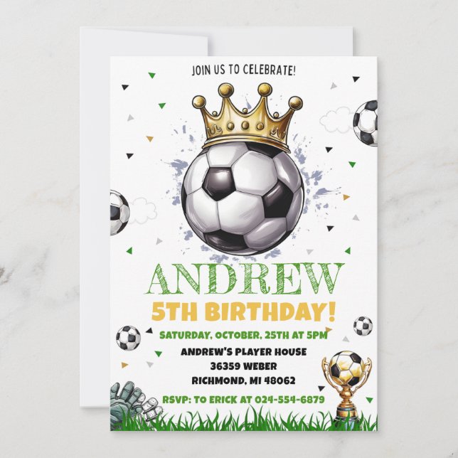Invitation Soccer personnel fête d'anniversaire (Devant)
