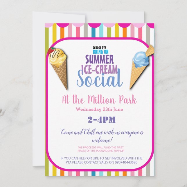 INVITATION SOCIAL À CRÈME DE GLACE OU VOL (Devant)