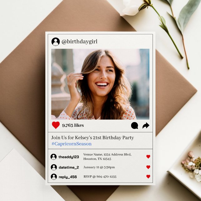 Invitation Social Media Post Photo 21e fête d'anniversaire (Social Media Post Photo 21st Birthday Party Invitation
)
