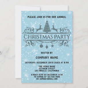Invitation Société Bleue Élégante Fête de Noël de fin d'année
