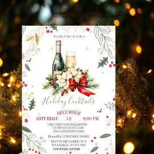 Invitation Société de bol de vin Poinsettia Bow Noël