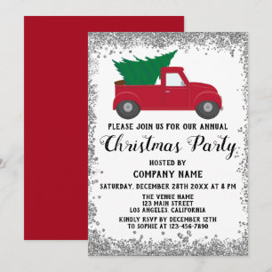 Invitation Société de l'arbre de Noël Camion Rouge Fête de No