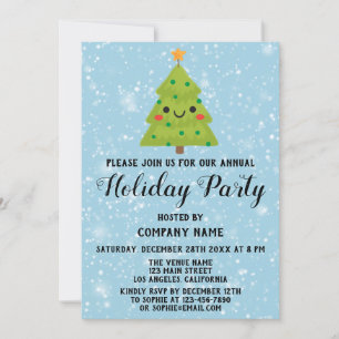 Invitation Société de l'Arbre de Noël Fête de Noël Bleu Neige