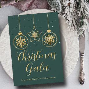 Invitation Société de parure verte chic en or Soirée de Noël
