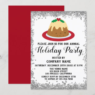 Invitation Société de pudding de Noël Fête de vacances Rouge 