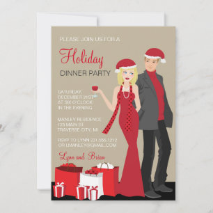 Invitation Société Fête Blonde Couple Noël