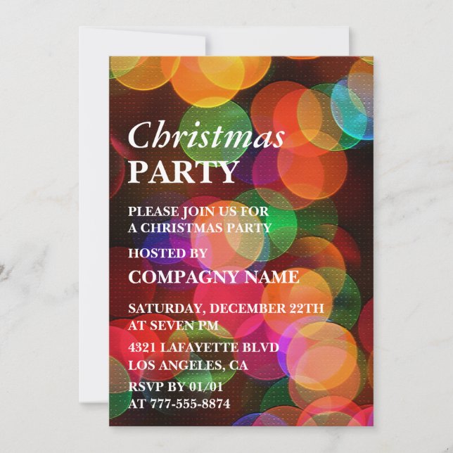 Invitation Société Noël fête colorée Confetti Sparkle (Devant)