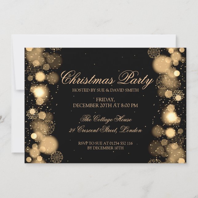 Invitation Société Noël Fête Gold Winter Wonder (Devant)