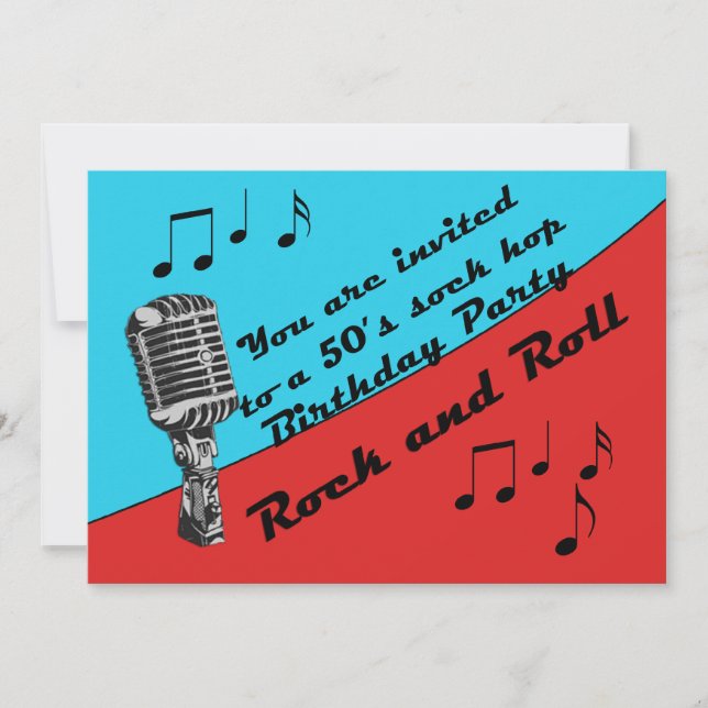 Invitation Sock Hop 50's Anniversday Party Retro fun (Devant)