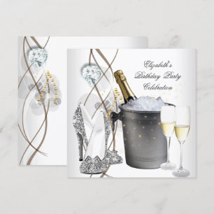 Invitation Soeur Silver Gold Champagne High Heels Party