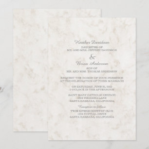 Invitation Soft Beige Elegant Marbre Mariage Invite