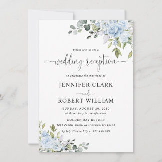 Invitation Soft Blue Botanical Wedding Reception