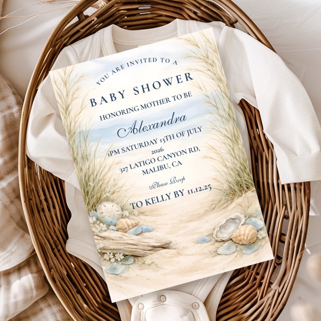 Invitation Soft Blue Coastal Baby Shower (Créateur téléchargé)
