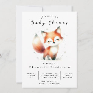 Invitation Soft Boho Style Fox Baby shower