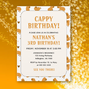 Invitation Soft Brown Capybara Enfants Amusants Fun Cappy Ann