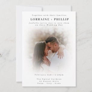 Invitation Soft Fade Romantic Full Photo Minimaliste mariage