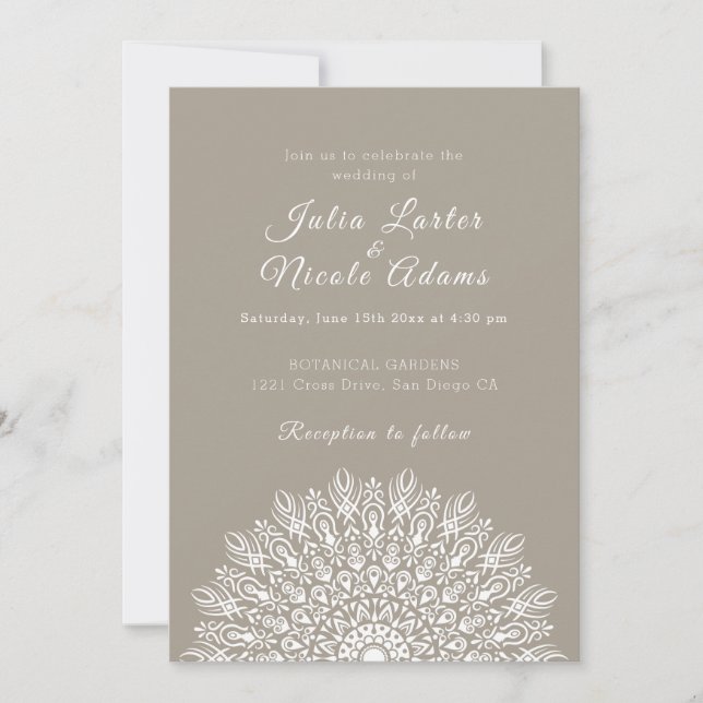 Invitation Soft Feather Dry Pampas Grass Mandala Wedding (Devant)