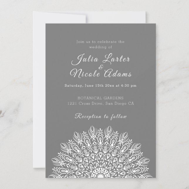 Invitation Soft Feather Dry Pampas Grass Mandala Wedding (Devant)