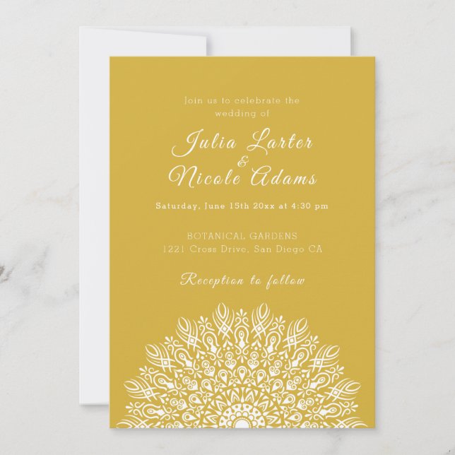 Invitation Soft Feather Dry Pampas Grass Mandala Wedding (Devant)