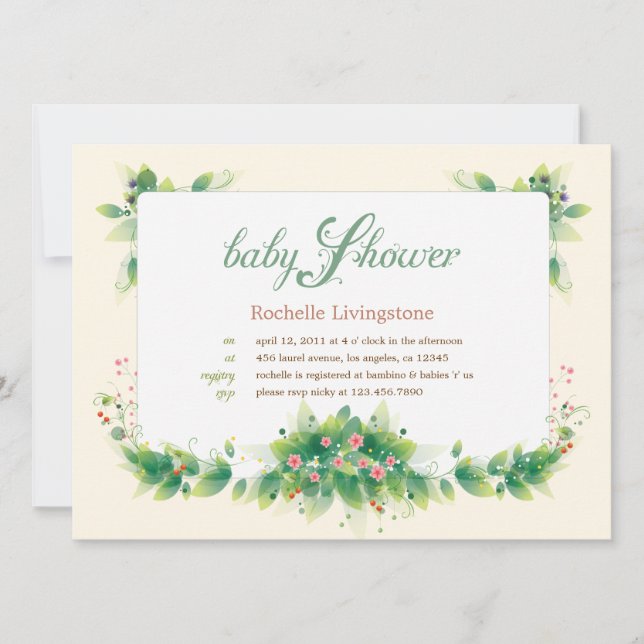 Invitation Soft Feuille Garden Baby shower (Devant)