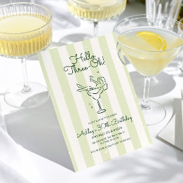 Invitation Soft Green Hand Drawn Cocktail Glass 30e anniversa