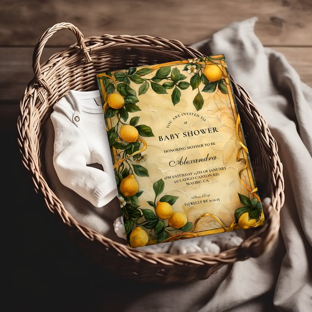 Invitation Soft Lemon Garden Baby Shower (Créateur téléchargé)