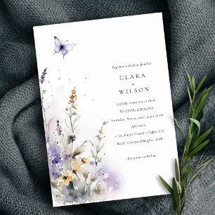 Invitation Soft Lilac Fleur sauvage Butterfly Garden Mariage