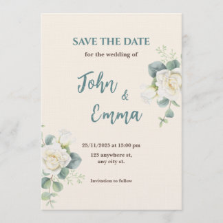 Invitation Soft Minimalist Save the Date | Editable Template 