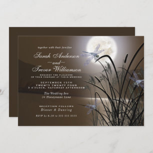 Invitation Soft Mocha Mariage Pleine lune Dragonfly Pond