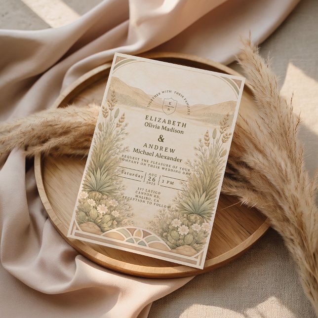 Invitation Soft Neutral Desert Florals Wedding (Créateur téléchargé)