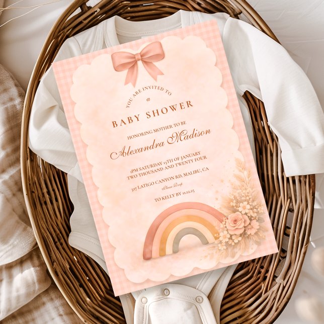 Invitation Soft Pastel Boho Rainbow Baby Shower (Créateur téléchargé)