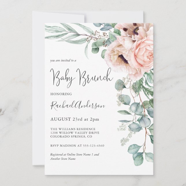 Invitation Soft Pastel Girl Baby Brunch (Devant)