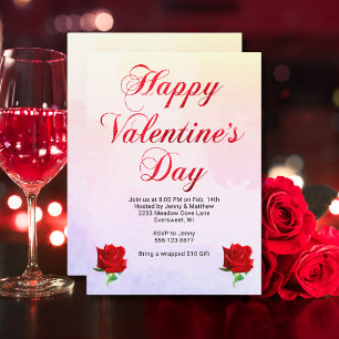 Invitation Soft Pastel Heureuse Sainte-Valentin Red Roses Par
