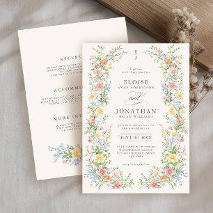 Invitation Soft Pastel Ornate Spring Tout en un Mariage chic