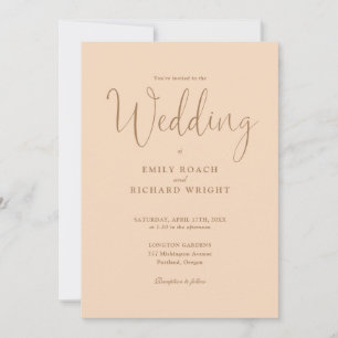 Invitation Soft Peach All In One Elegant Script Mariage