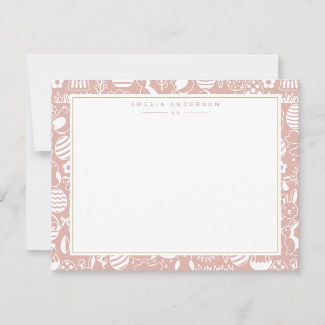 Invitation Soft Peach Easter Egg Frame Note Card (Devant)