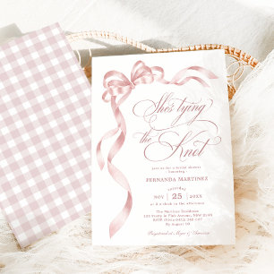 Invitation Soft Pink Bow Elle noue la Fête des mariées de noe