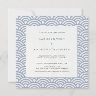 Invitation Soft Purple Blue Waves Elégant Mariage de plage